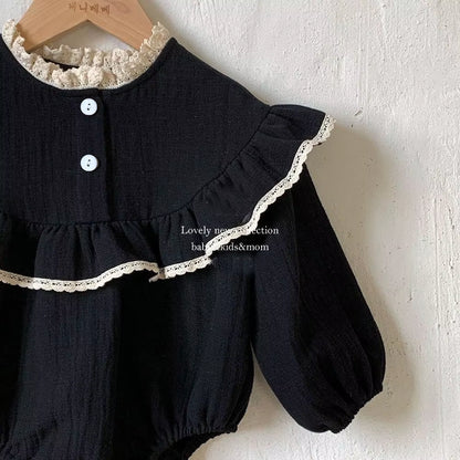 RoyalBloom – Lace Ruffle Romper for Baby Girls